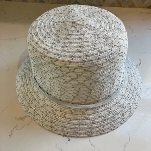Disney Parks Mickey Mouse Straw Bucket Hat Silver/White Adult 57cm Mickey Icon - Picture 10 of 12
